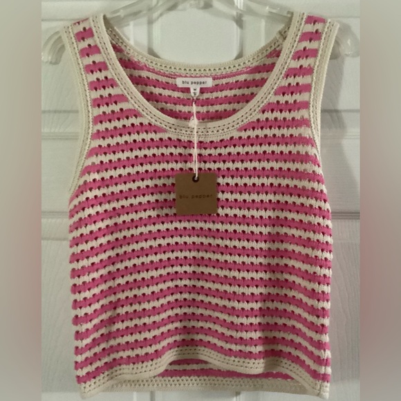 Blu Pepper Tops - Blu Pepper Boutique Crochet Tank Top Size Medium NWT